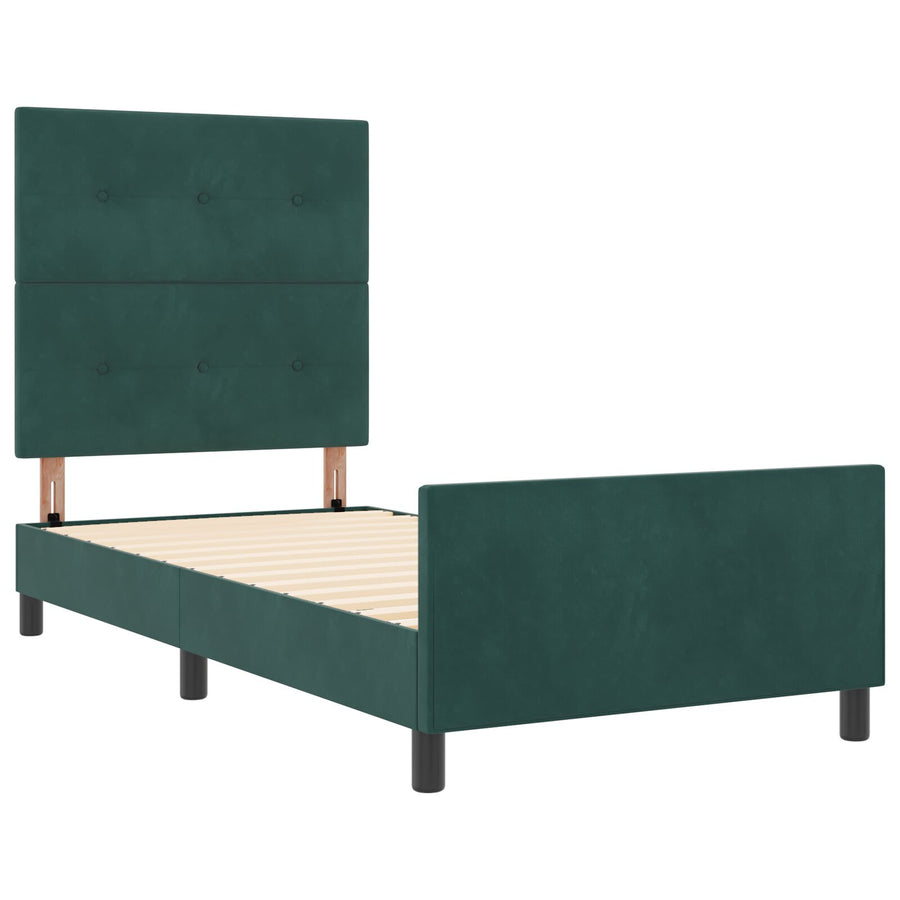 Bed Frame Donkergroen 90X200 Cm Velvet Crème