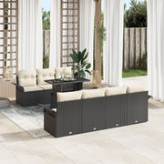 Garden Sofa Set with Cushions 8 pcs Black poly rattan