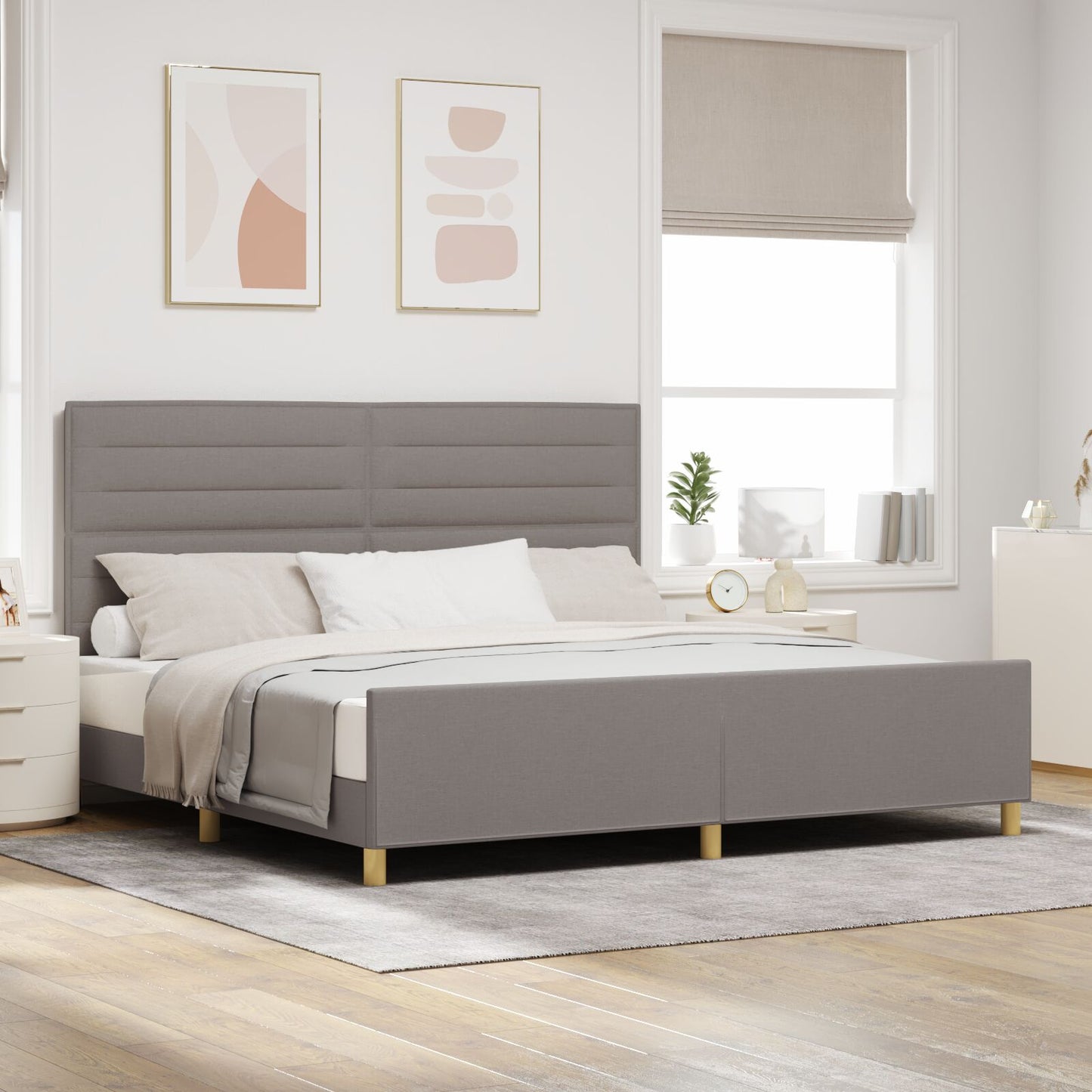 Bedframe Taupe 200X200 Cm Stof Crème