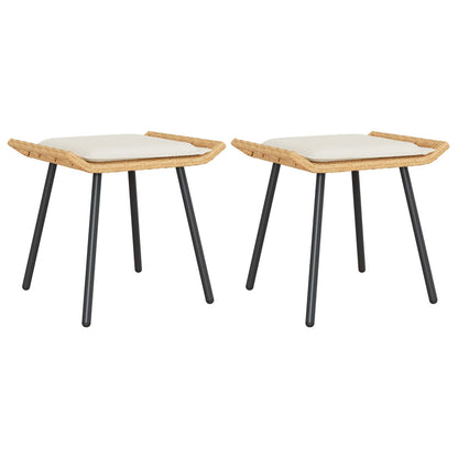 Tuin Krukken 2 Stuks 50X40X45 Cm Poly Rattan Natuurlijk en Crème Wit