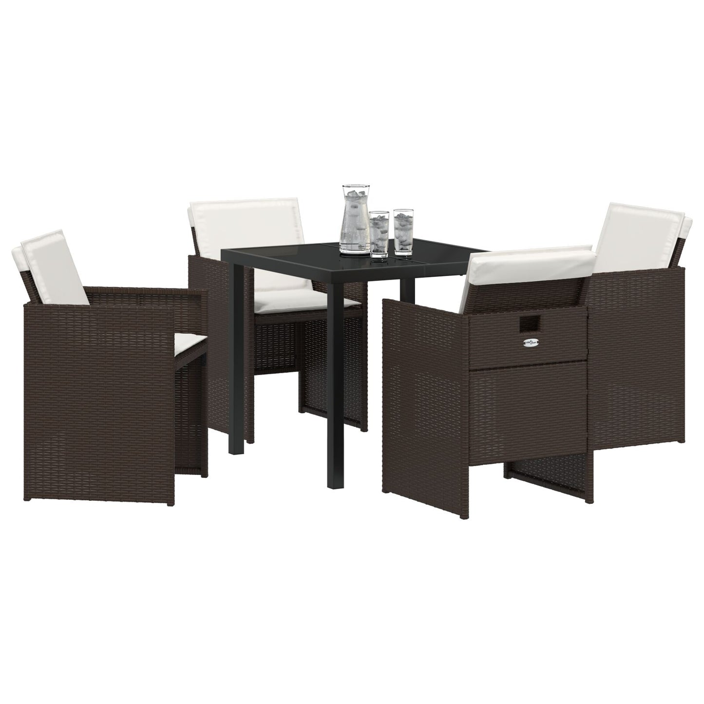 5-Delige Tuinset Met Kussens Bruin Poly Rattan