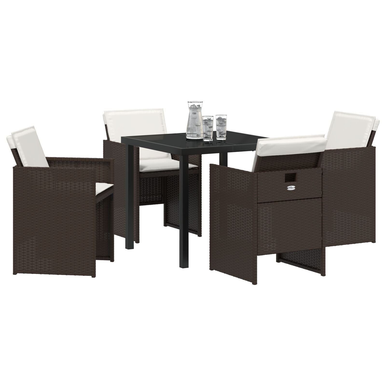 5-Delige Tuinset Met Kussens Bruin Poly Rattan