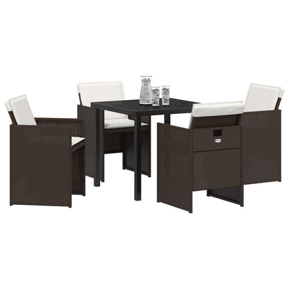 5-Delige Tuinset Met Kussens Bruin Poly Rattan