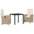 Tuinset poly rattan beige 3-delig