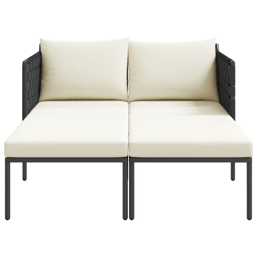 Ligbed Met Kussens 2-Persoons Antraciet 115X153X69,5 Cm Staal Crème wit