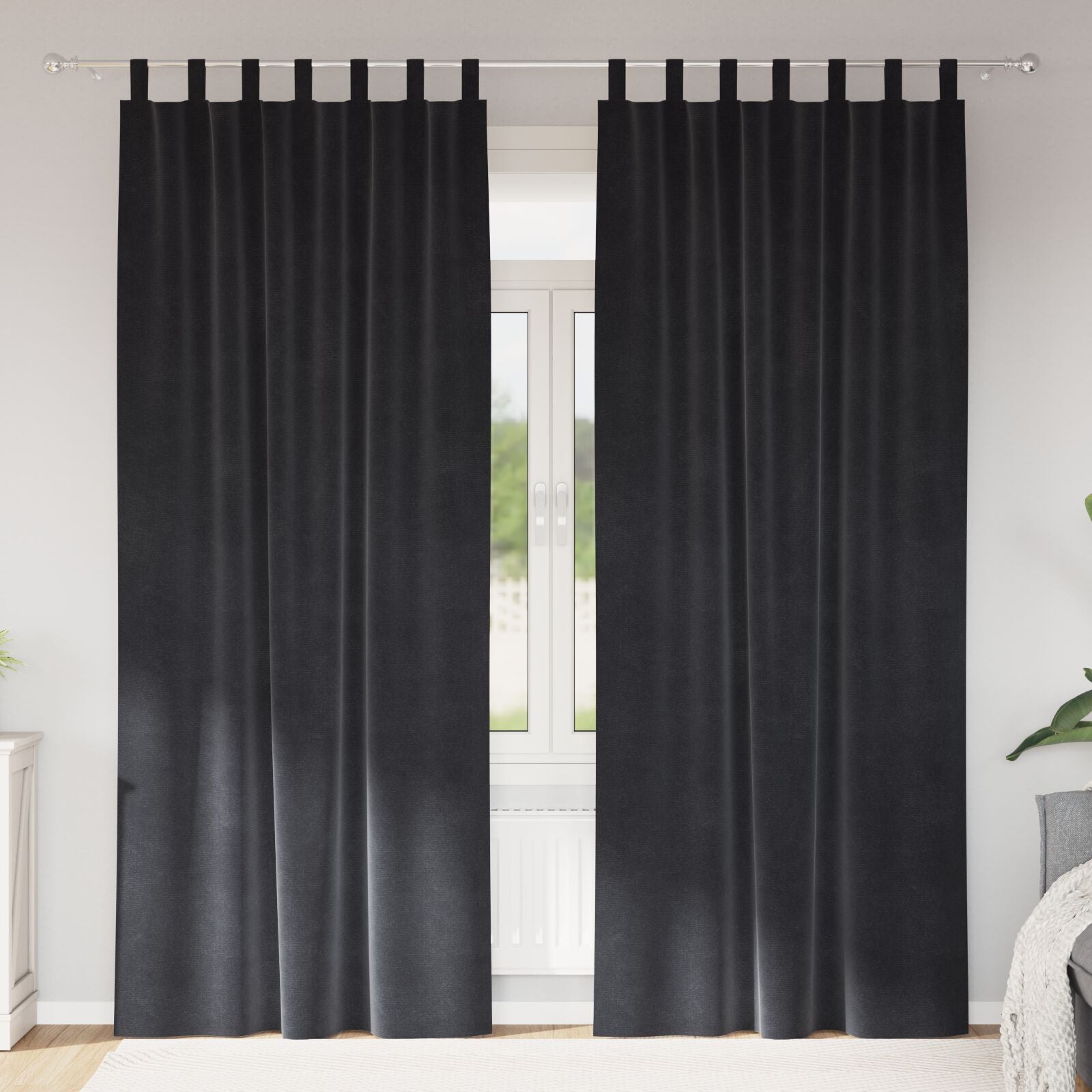 Zwart-Out Gordijnen 2 Stuks Fluweel Donkergrijs 140 x 225 cm met ophanglussen