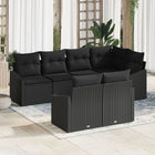 Tuinbankenset poly rattan 7-delig zwart