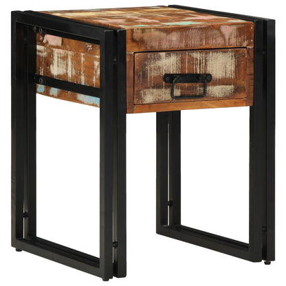 Bijzettafel Met Lade Zwart 40 x 40 x 50 cm Massief gerecycled hout