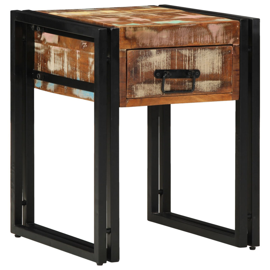 Bijzettafel Met Lade Zwart 40 x 40 x 50 cm Massief gerecycled hout