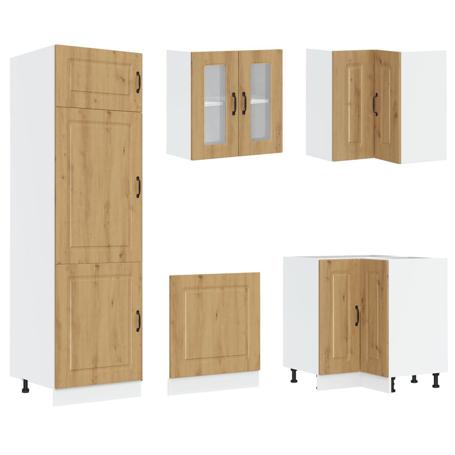 Keukenkast ""Kalmar"" Met Dubbele Wasbakken Geengineerd Hout Artisan eiken