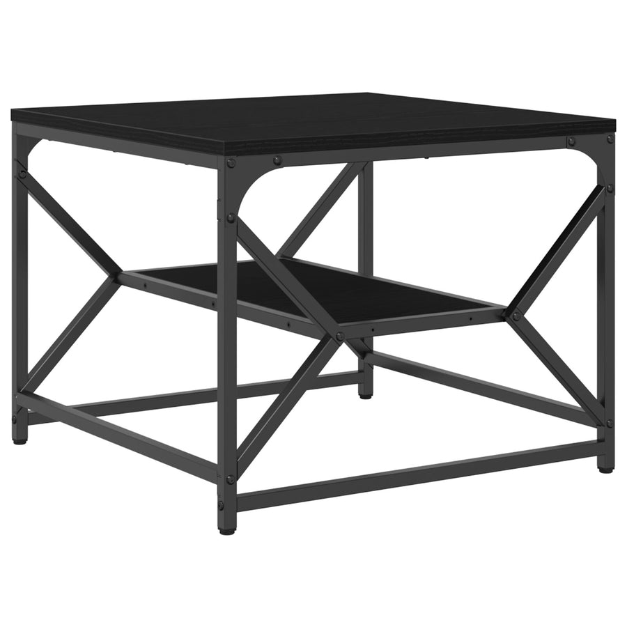 Salontafel Met Plank, , Gemaakt Van Bewerkt Hout Zwarte eiken 51 x 50 x 40 cm