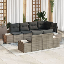 7-Delige Tuinsofa Set Met Kussens Grijze Poly Rattan