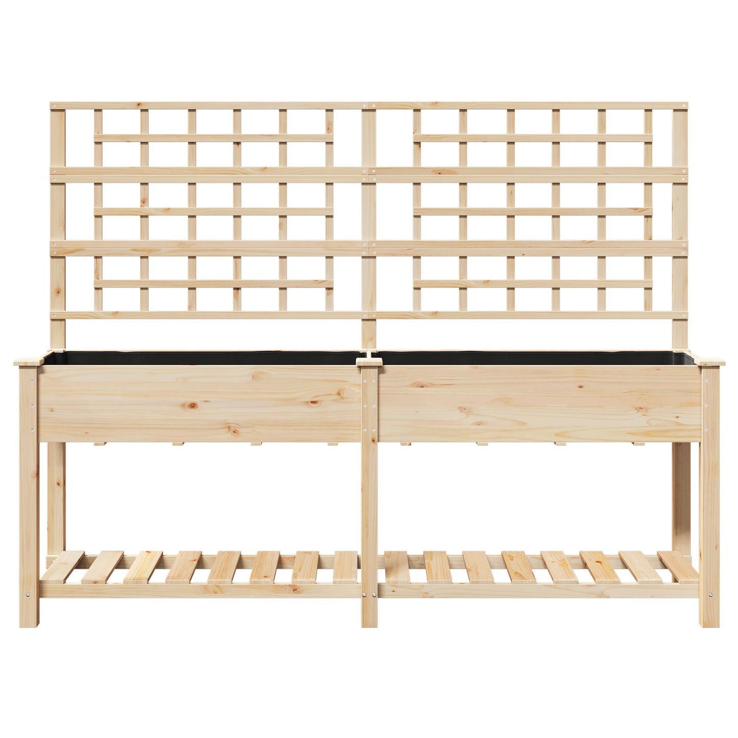 Tuinplantbak Met Trellis & Plank 203X53X152 Cm Massief Vurenhout 203.5 x 54 x 152.5 cm
