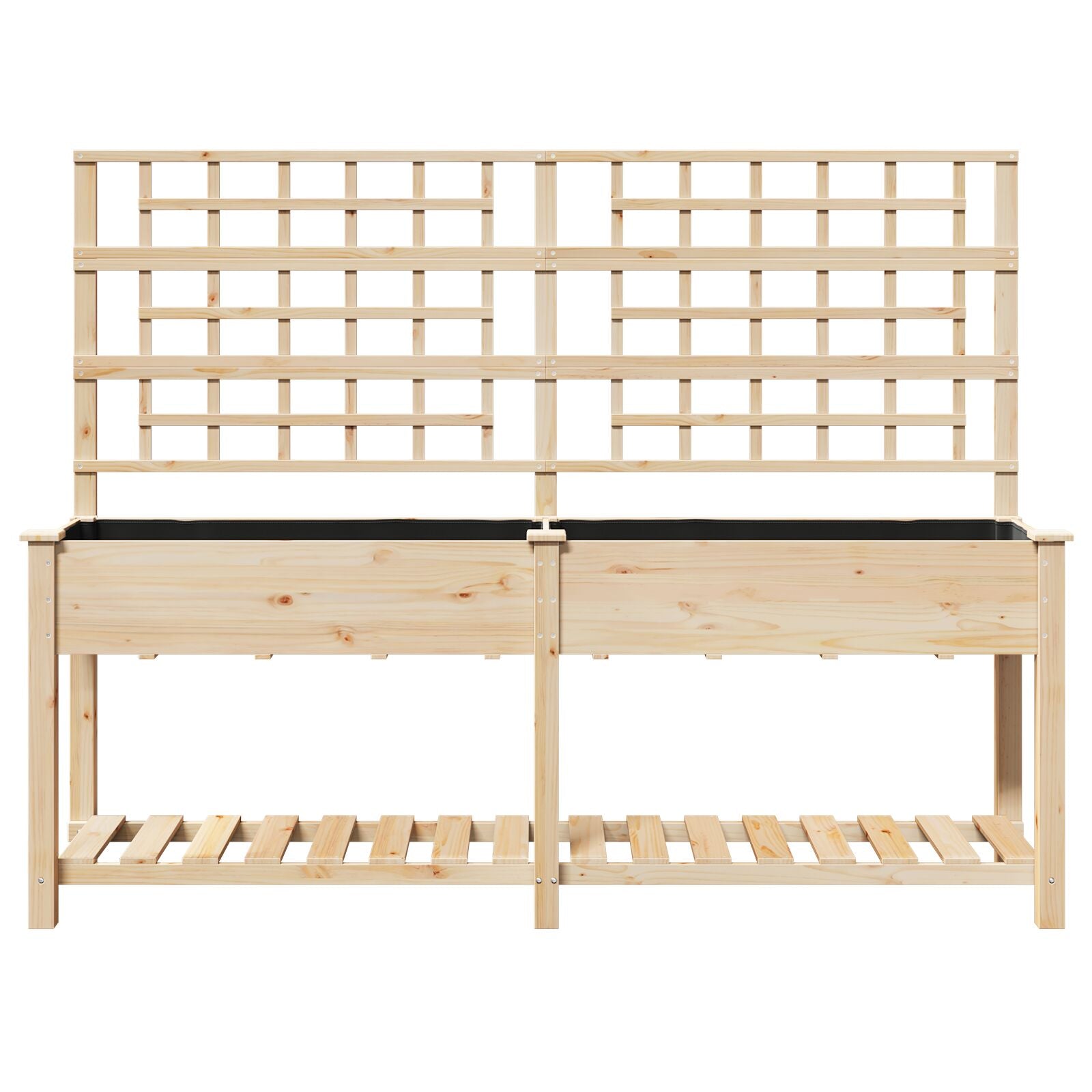 Tuinplantbak Met Trellis & Plank 203X53X152 Cm Massief Vurenhout 203.5 x 54 x 152.5 cm