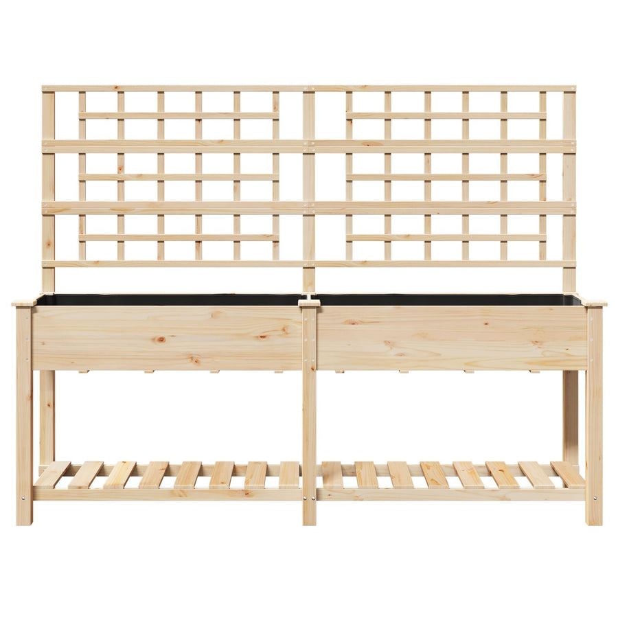 Tuinplantbak Met Trellis & Plank 203X53X152 Cm Massief Vurenhout 203.5 x 54 x 152.5 cm
