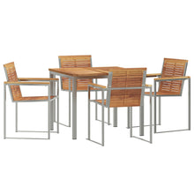 5-delige Tuin Eetset Massief Teakhout, vidaXL Buiten Eettafel 90x90x74.5 cm Massief Teakhout
