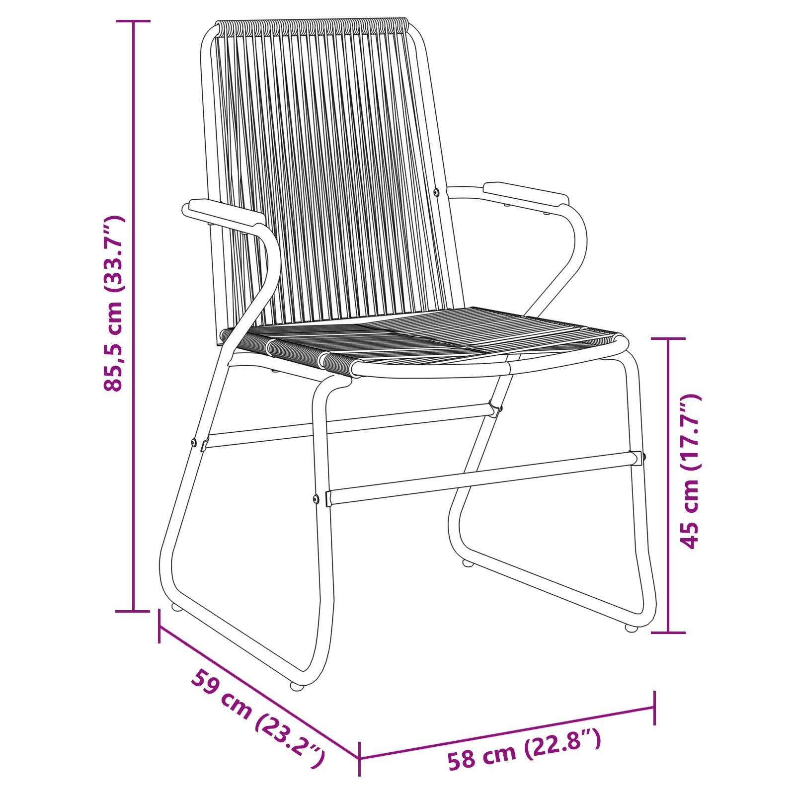 5-Delige Tuin Eetset Zwart Pvc Rotan