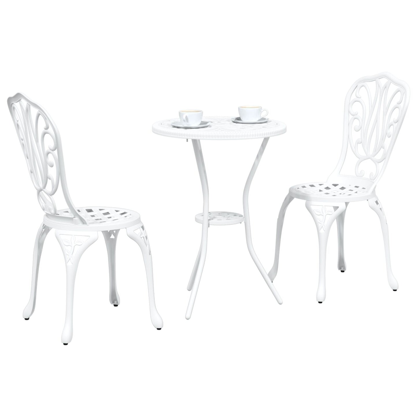 3-Delige Bistro Set Voor In De Tuin - Te Gietaluminium Wit