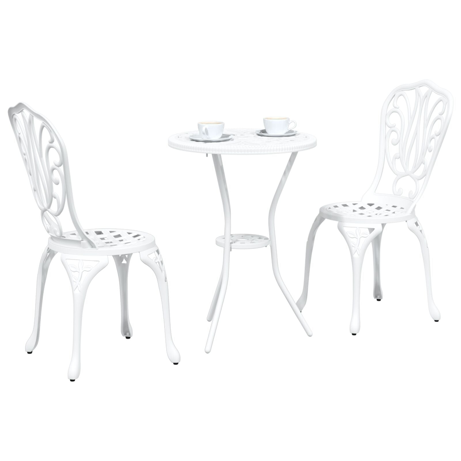 3-Delige Bistro Set Voor In De Tuin - Te Gietaluminium Wit