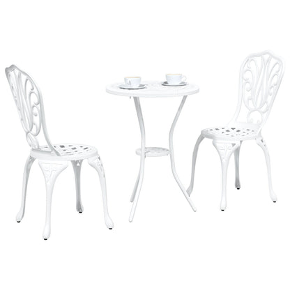 3-Delige Bistro Set Voor In De Tuin - Te Gietaluminium Wit