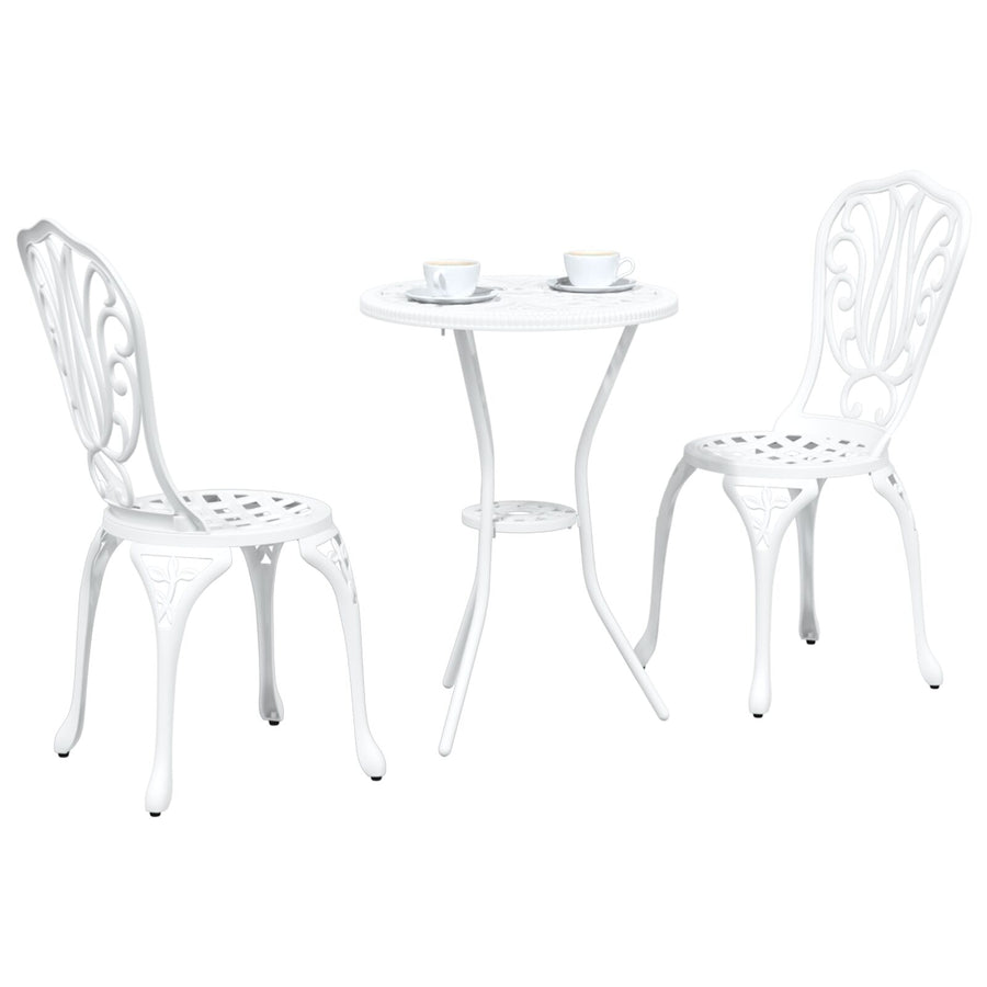 3-Delige Bistro Set Voor In De Tuin - Te Gietaluminium Wit