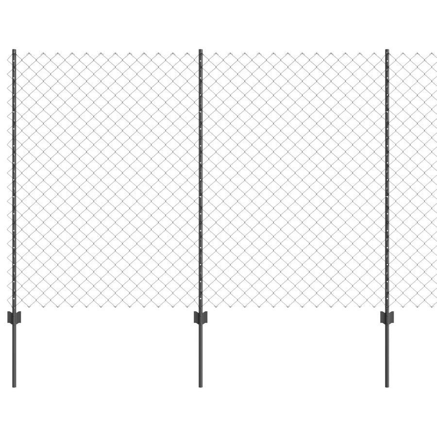 Kettinglink Hek Met 20 U-Palen Grijs 1,5X10 M Staal