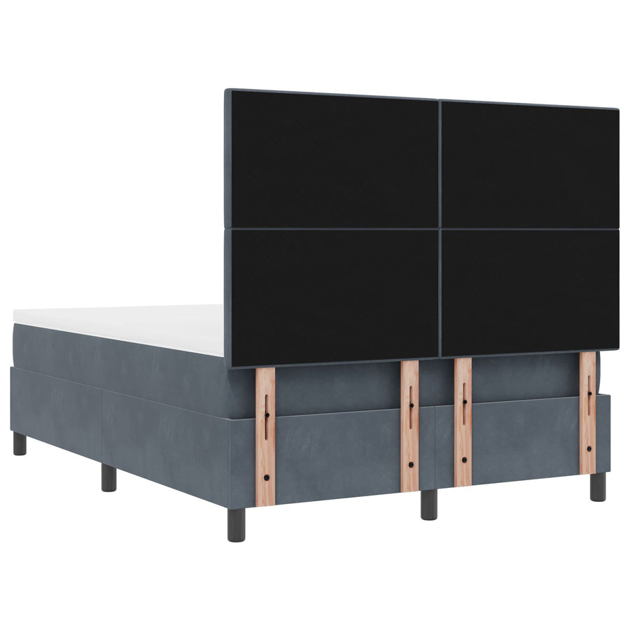 Boxspringbed Met Matras Donkergrijs 140X190 Cm Fluweel Blauw