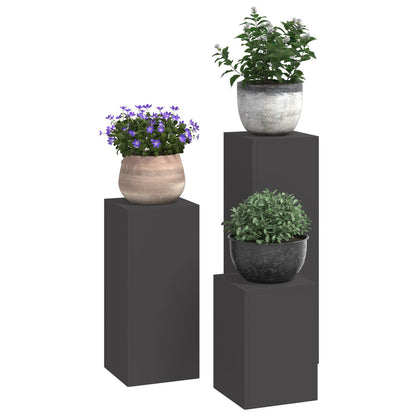 Buiten Plantenstands Set Van 3 Staal Zwart 3x (35/55/75 cm)