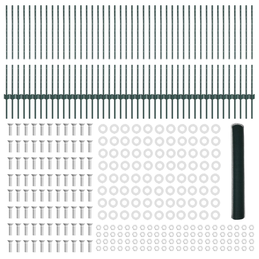 Hek Ankers 11 Stuks U-Channel Groen 100 Cm Staal,  Hexagonaal Hek Groen 1X100 M Staal
