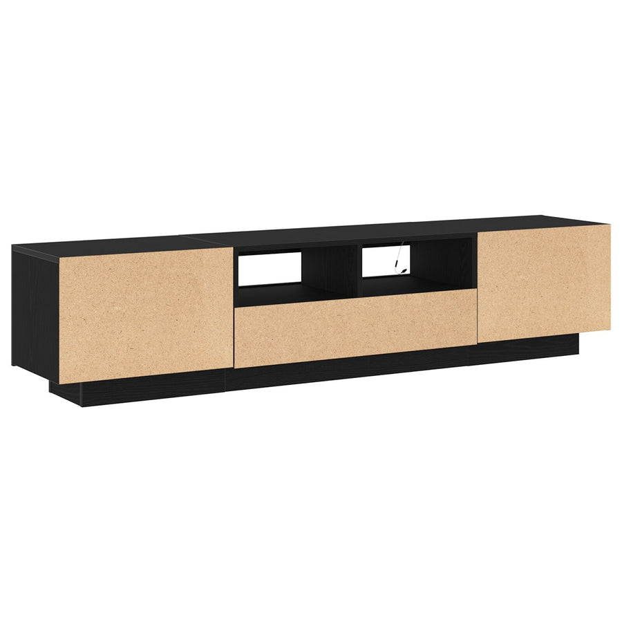 Tv-Kast Met Led-Verlichting - Zwart Eiken - 180X35X40 Cm - Bewerkt Hout
