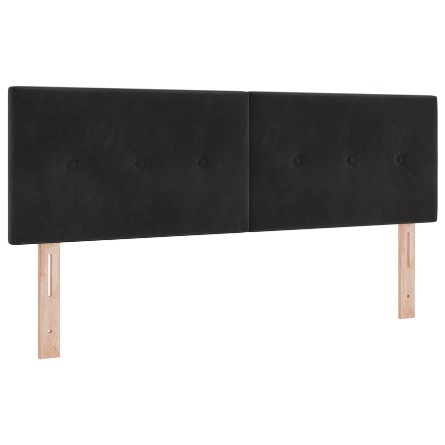 Boxspringbed Met Matras Zwart 140X190 Cm Fluweel Blauw