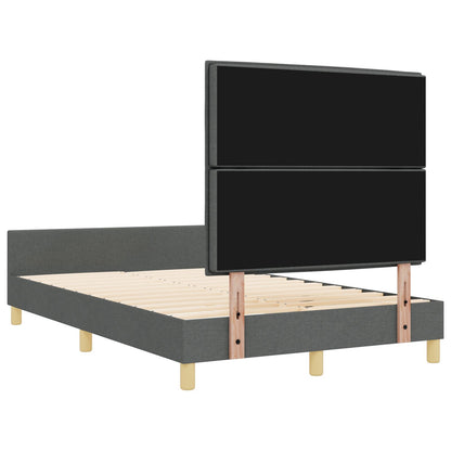 Bed Frame In Donkergrijs, 160X200 Cm, Stof Crème