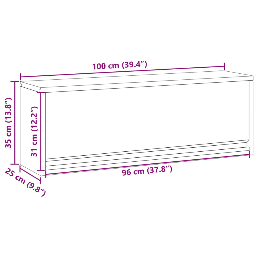 Muurbevestigde Gereedschapskast Met Gas-Lift Deur 100X25X35 Cm 100 cm Zwart en grijs
