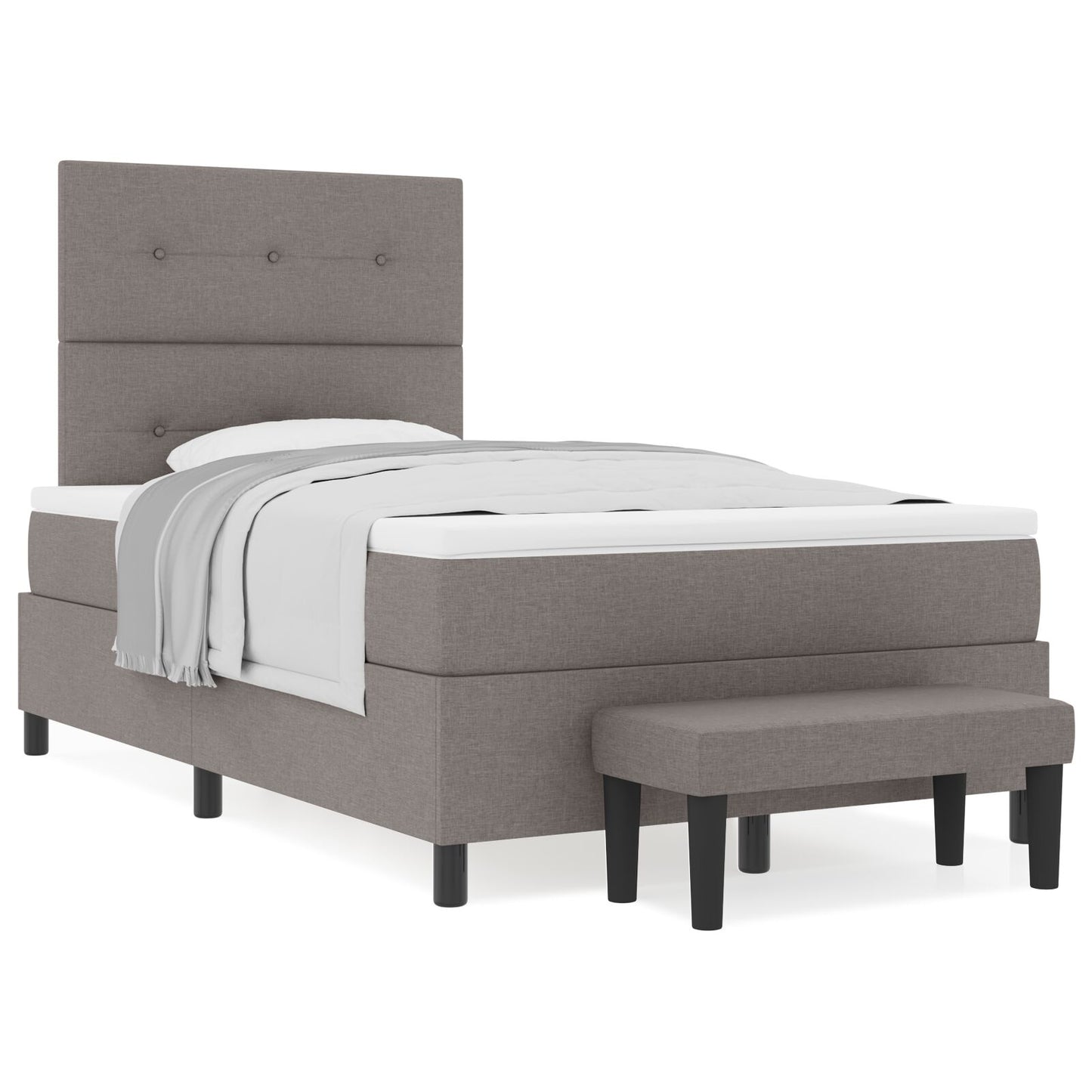 Boxspring Bed Met Matras & Bank Stof Taupe 120 x 200 cm Knop gestikt