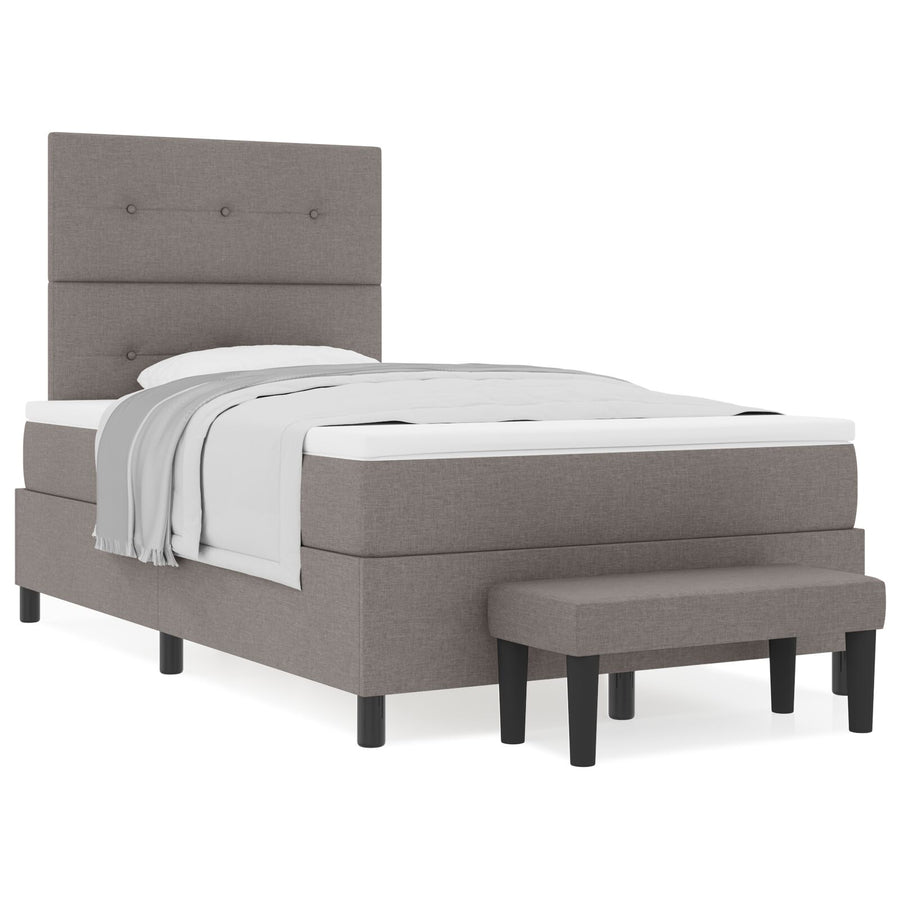 Boxspring Bed Met Matras & Bank Stof Taupe 120 x 200 cm Knop gestikt