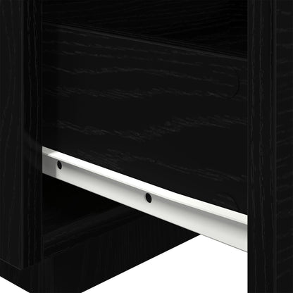 Nachtkastje Met Led-Verlichting 40X39X37 Cm 1 Zwart eiken