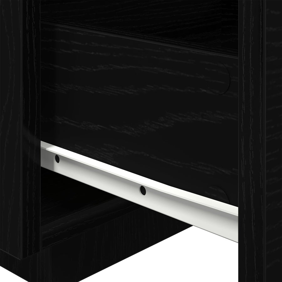 Nachtkastje Met Led-Verlichting 40X39X37 Cm 1 Zwart eiken