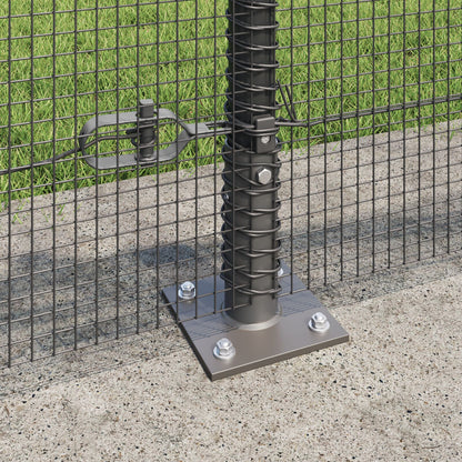 Gelaste Draadhek Met 13 Flanged Palen Grijs 0.6X100 M Staal Gegalvaniseerd Staal