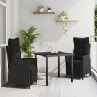 Tuinstoel poly rattan zwart verstelbaar 2 stuks