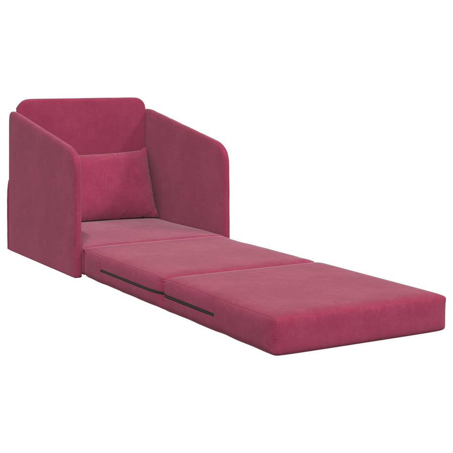Vloer Sofa Bed 2-In-1 65X80X83 Cm Velvet Bordeauxrood
