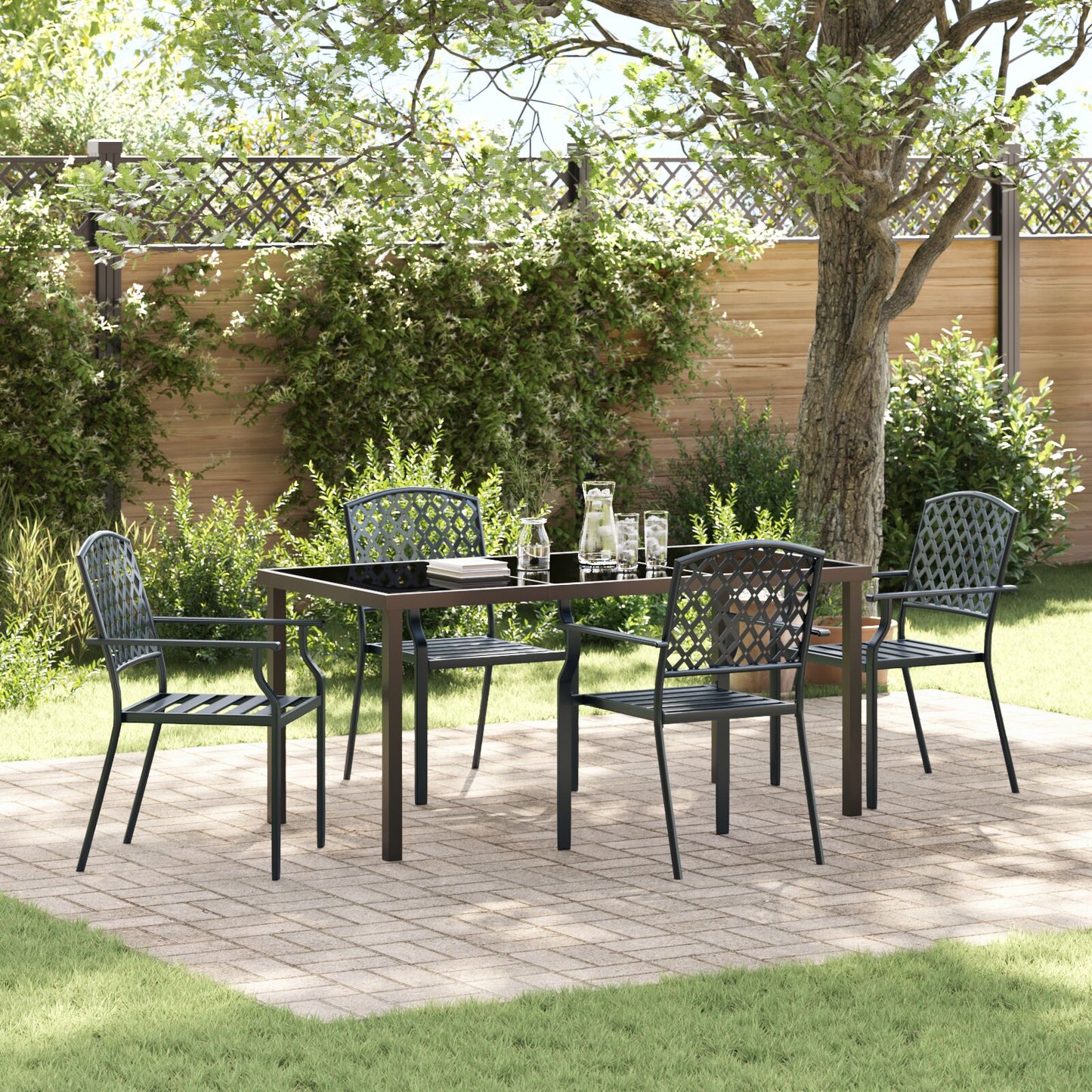 5 Delige Tuin Eetset Anthraciet Staal