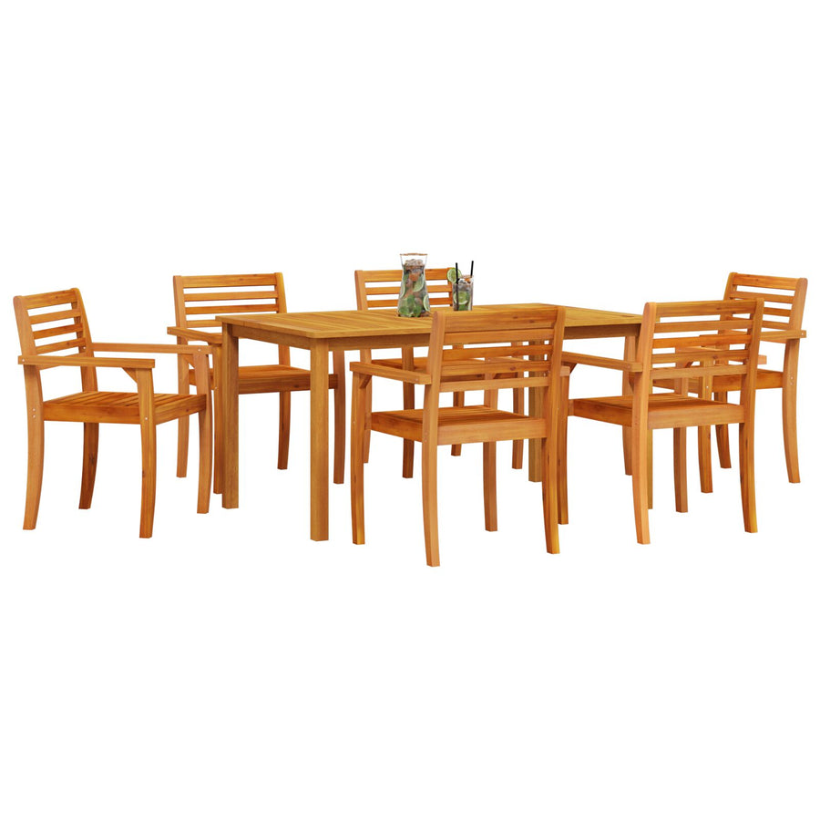 7-Delige Tuin Eetset Van Massief Acaciahout 6-Persoons 150 cm tafel lengte