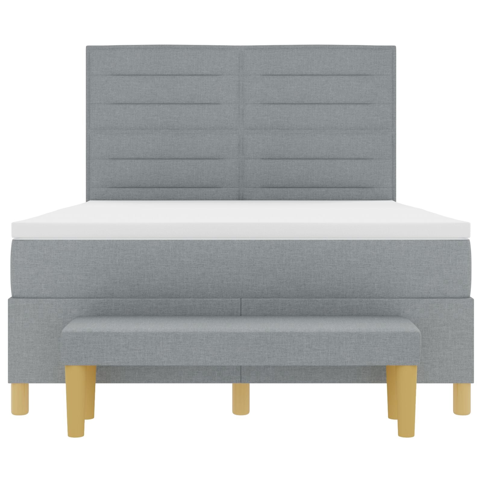 Boxspringbed Met Matras & Bank Stof Lichtgrijs 140 x 190 cm Lijnen ontwerp