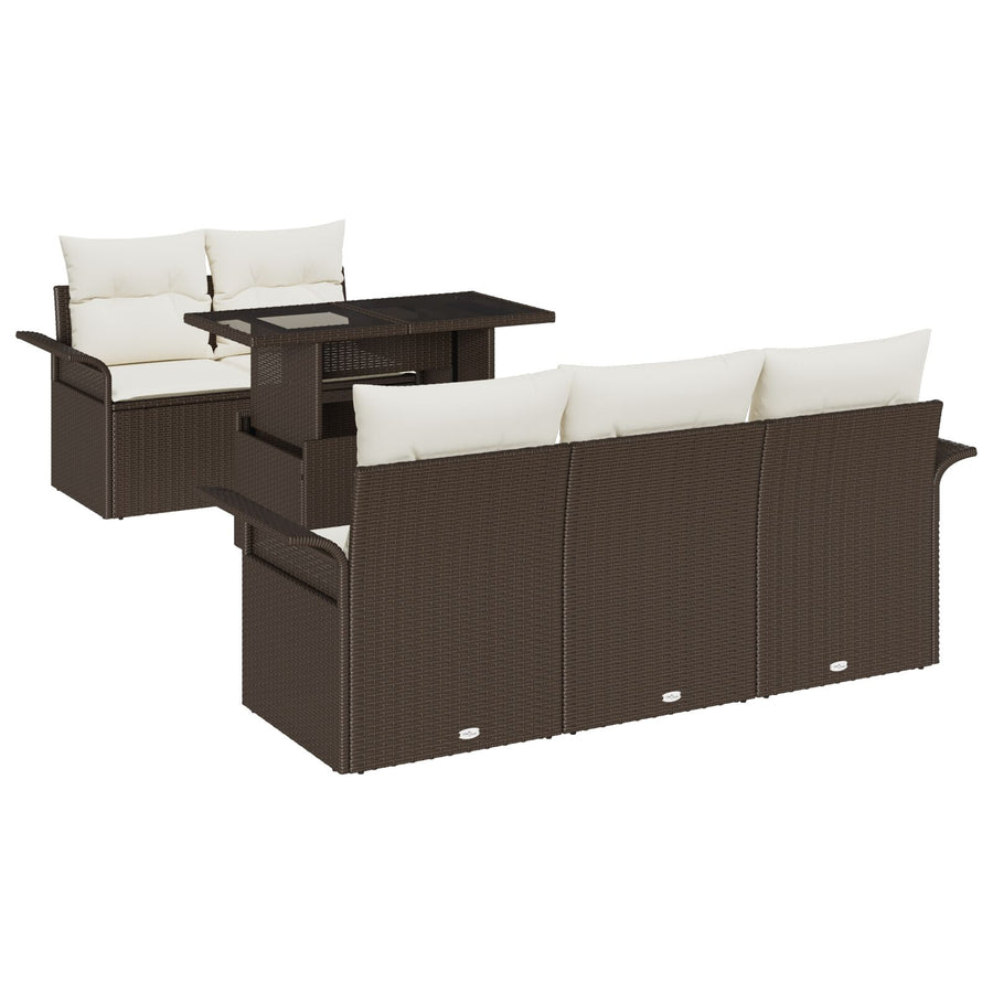6-Delige Tuin Bank Set Met Kussens Bruin Poly Rattan