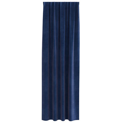 Blackout Gordijnen Met Bovenband 2 Stuks E Fluweel Donkerblauw 140 x 225 cm met ingestikte tape
