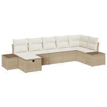 7-Delige Tuin Sofa Set Met Kussens Beige Poly Rattan Wit