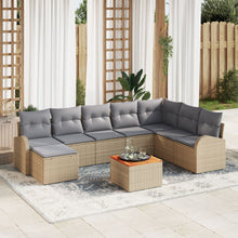 9-Delige Tuinbank Set Met Kussens Beige Poly Rattan Acacia