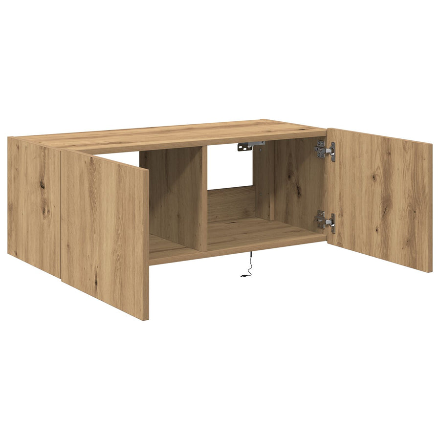 Tv Wandkast Met Led-Verlichting Artisan Eiken 80X35X31 Cm