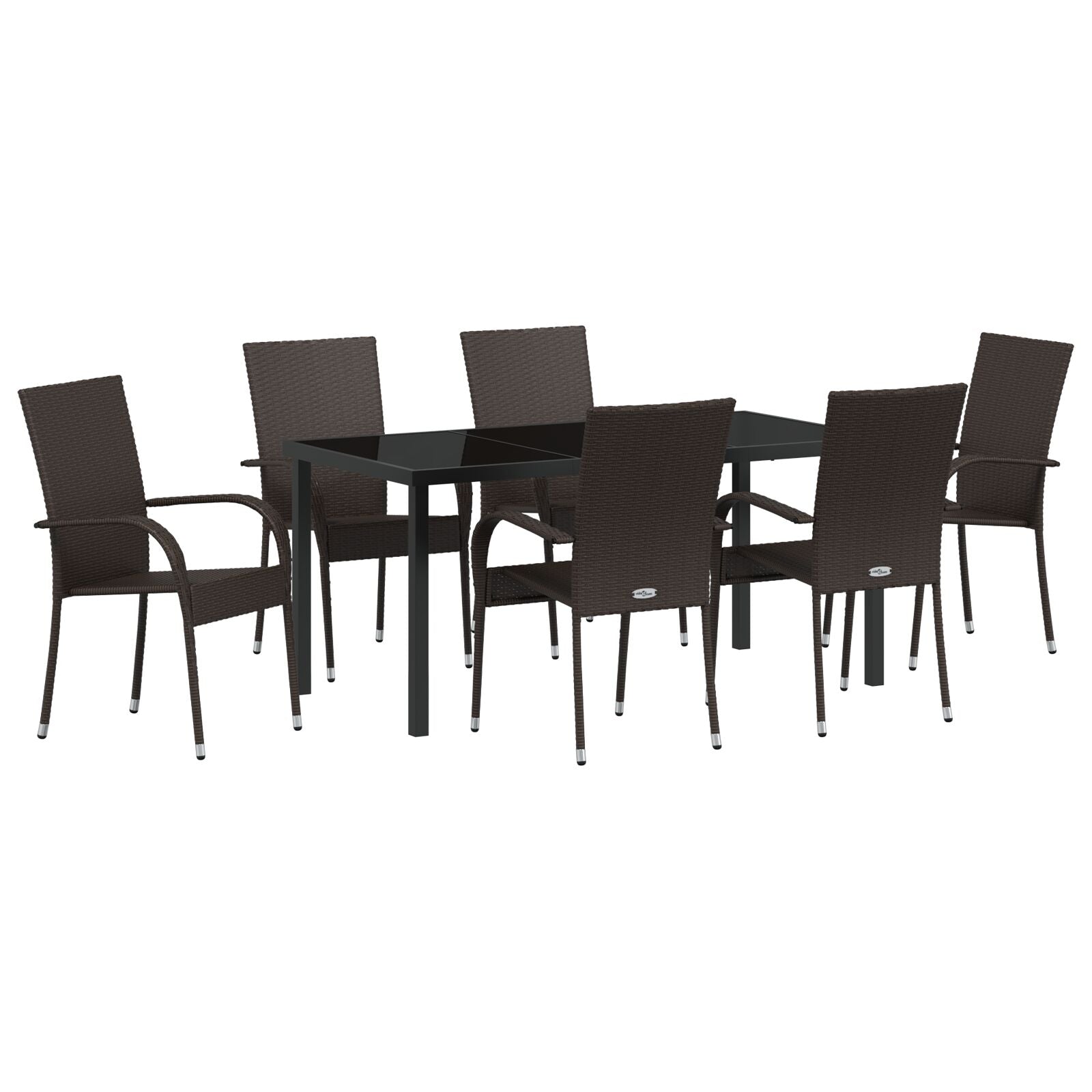 7-Delig Tuin Eetset Bruin Poly Rattan