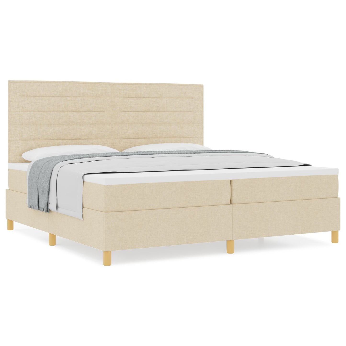 Boxspringbed Met Matras Crème 200X200 Cm Stof Blauw